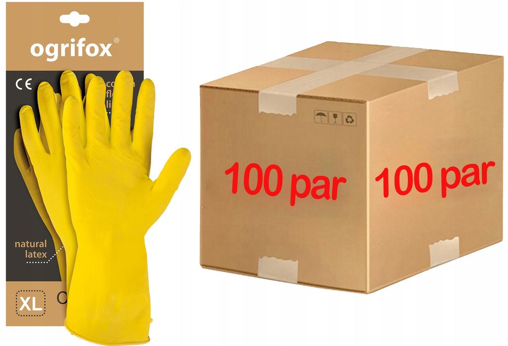 Rubber Flocked Protective Gloves / Yellow / Size: 10- / Ox-Flox_Xl - 100 Pcs