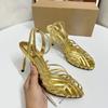 Fashion Women's Gold Roman Gladiator Sandals High Heels Stiletto Open Toe Ankle Strap Sexy Luxury Wedding Party Evening Dress Shoes