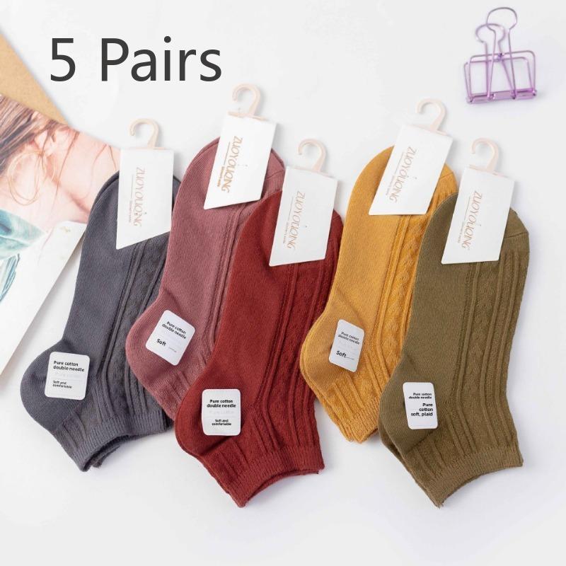 5 пар летних женских коротких носков-лодочек с низким верхом