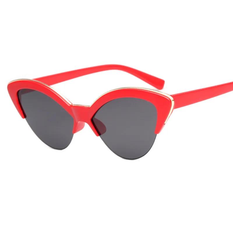 Vintage White Cat Eye Sunglasses Women Fashion Small Half Frame Eyewear Travel Sexy Sun Glasses
