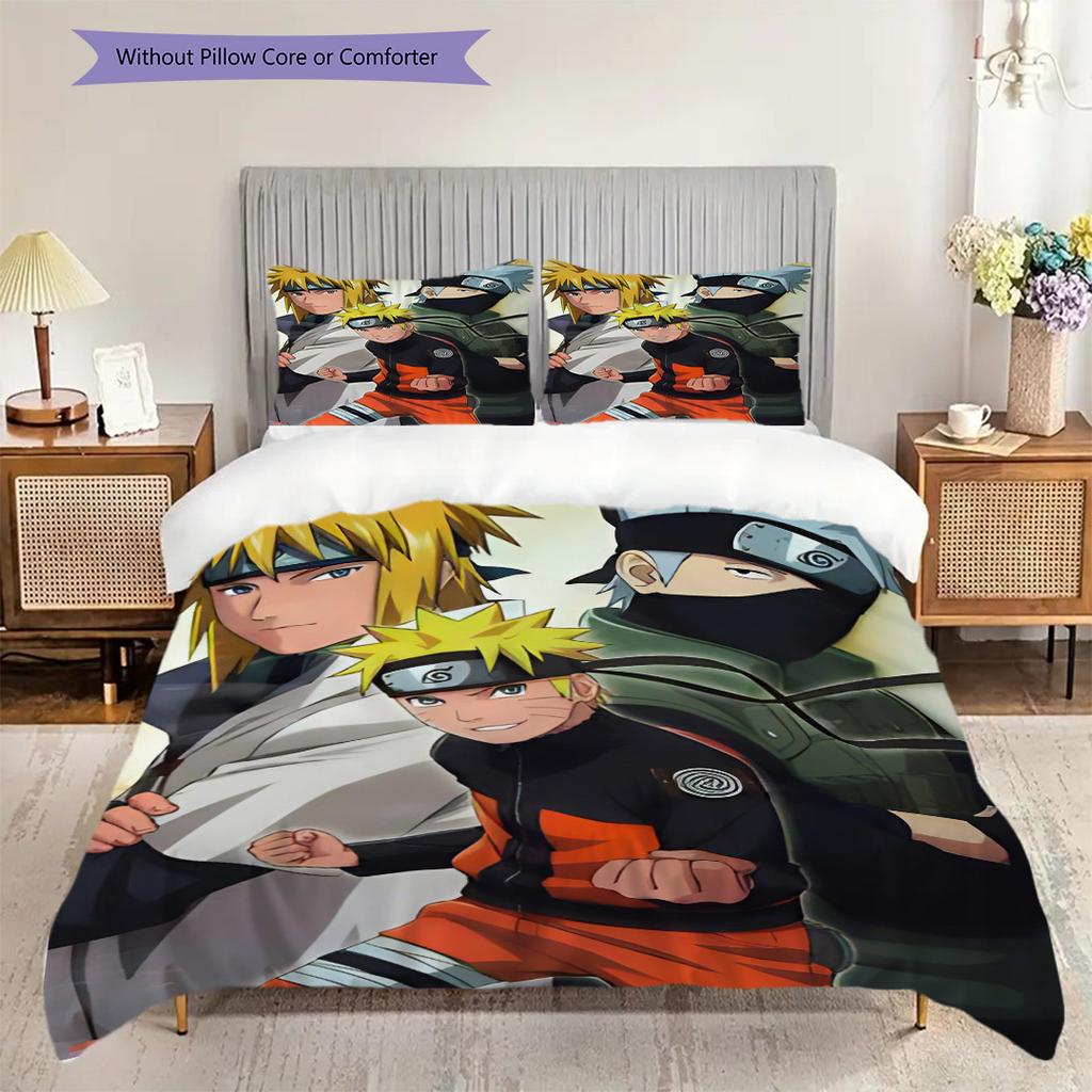 Japanese Anime Cartoon N-Narutos Famous U-Uzumakis N-Narutos Comfortable Duvet Cover and Pillowcase(1 * Duvet Cover + 2 * Pillowcase, Without core)G13