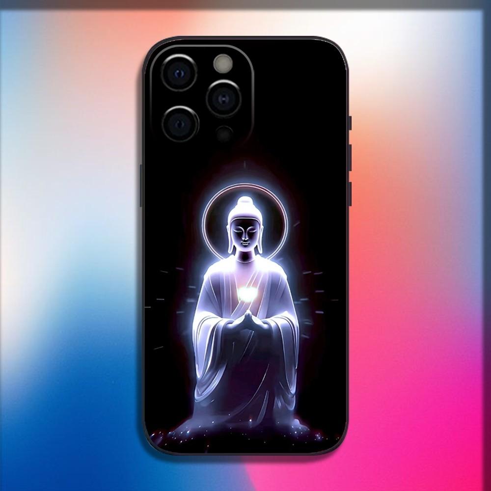 Чехол для телефона с узором в стиле буддийского искусства Для iPhone 16,15,14,13,12,11,Pro,X,XS,Max,XR,Plus,Mini Мягкий черный чехол