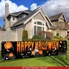 Halloween Fence Banner, Happy Halloween Themed Party Outdoor Flag with Pumpkins, Yard Fence Decor