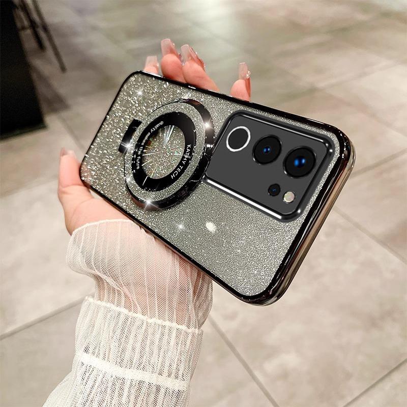 Роскошный чехол с кронштейном Glitter Case для vivo Y28 Y200 V21 V21E V23 Y76 Y73 Y53S Y51 Y36 Y35 Y33S Y31 Y22 Y21 Y20 Case Holder Cover