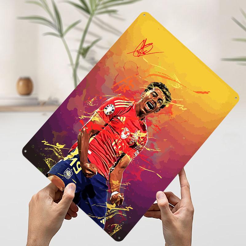 Soccer Player Celebration Poster Customized Vintage Metal Signs Wall Art Retro Tin Plaque for Mancave Gamer Decoration Room Home