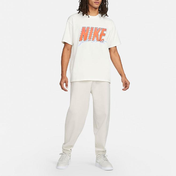 Nike Sportswear Logo Print Pullover Crew Neck T-Shirt Men Tops White DO6368-010