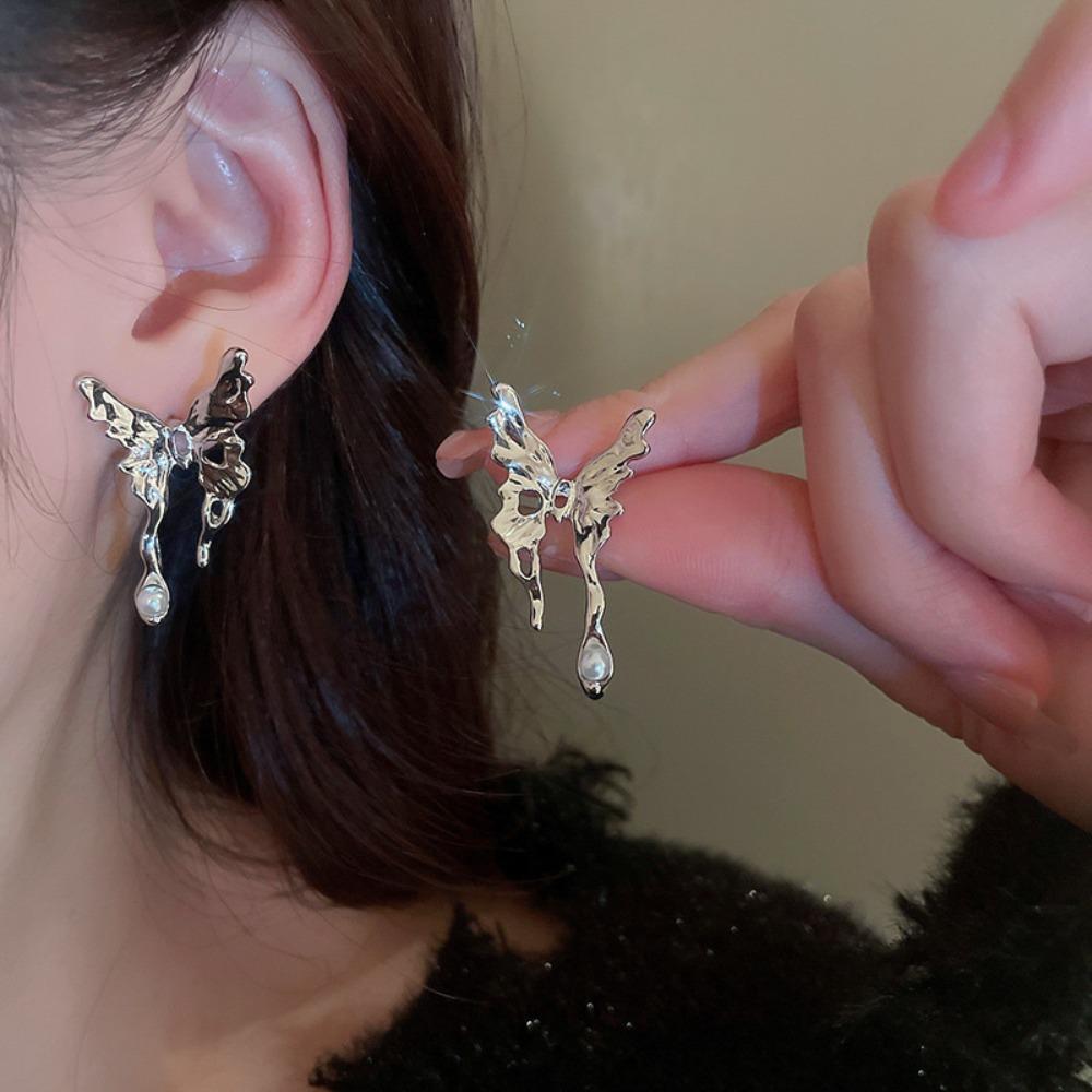 Lovely Elegant Vintage Luxury Women Earrings Korean Style Earrings Bow Ear Stud Butterfly Earrings