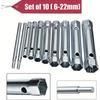 6-22 мм 10 шт. метрический трубчатый торцевой гаечный ключ набор трубчатых стержней свечей зажигания стальной двухсторонний для автомобильного ремонта ручных инструментов