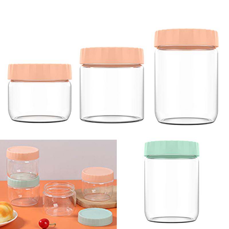 4/8Pcs Overnight Oats Container Moisture Resistant Sealable Glass Jars Kitchen Milk Fruit Salad Food Storage Jars Portable