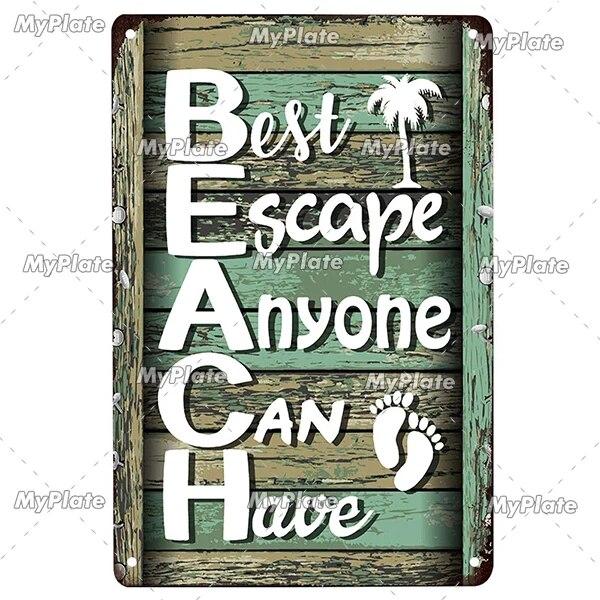 [MyPlate] Beach Metal Sign Vintage Plaque Tin Sign Plate Wall Decor For Bar Club Man Cave Art Painting Poster Gift