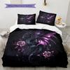 Purple dragon  Pattern Bedding Quilt Set Quilt Cover Pillowcase Home Decoration  Gift (1 * duvet cover + 2 * pillowcase, without core)