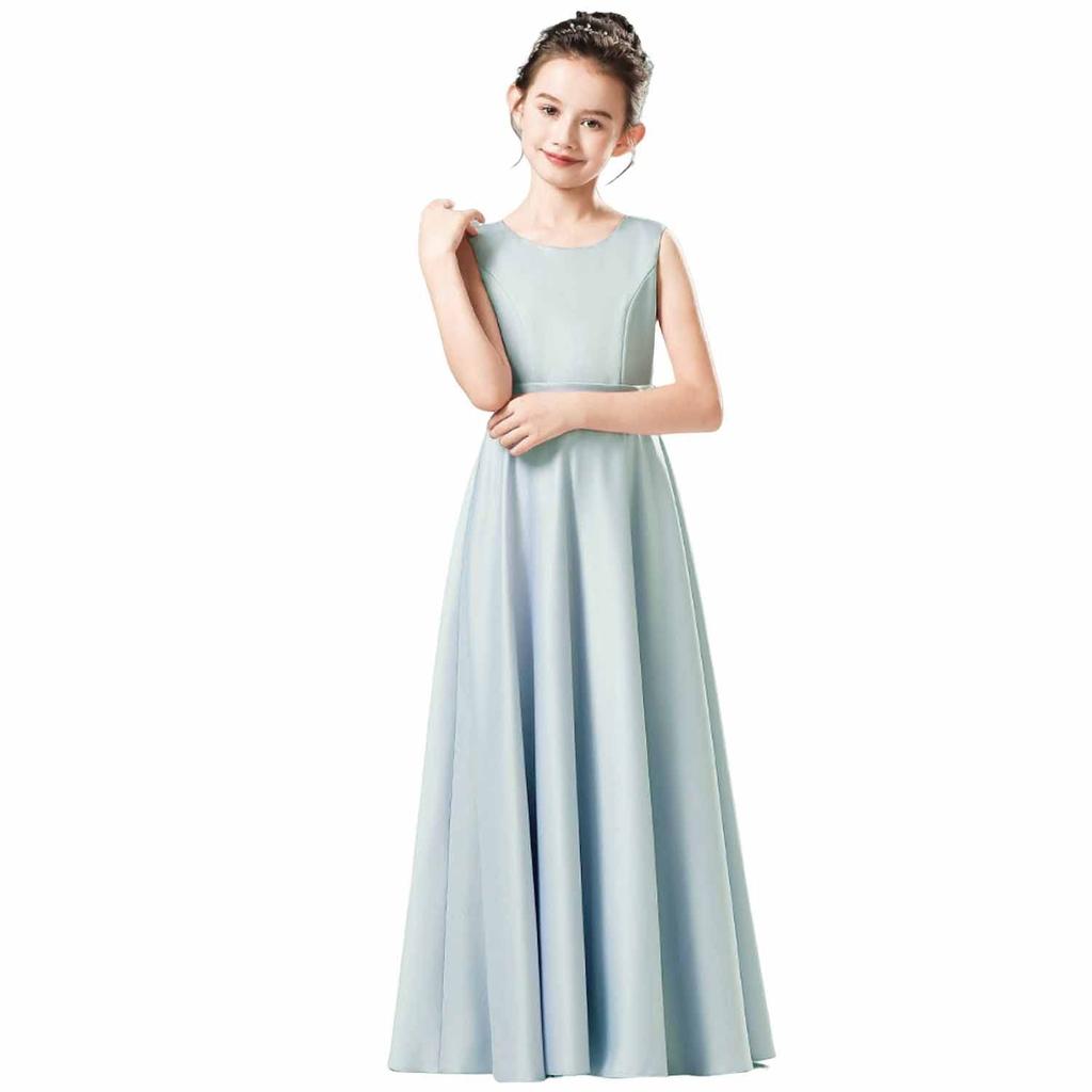 Long Dress for Kids Piano Formal Plain Junior High [LIANFOR] Girls, Recital, Children's Dress, Satin, Elegant, Junior, School, Invitation, Concert,