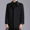 Мужское шерстяное пальто, короткое кашемировое пальто на пуговицах, шерстяная зимняя толстая куртка для папы среднего и пожилого возраста