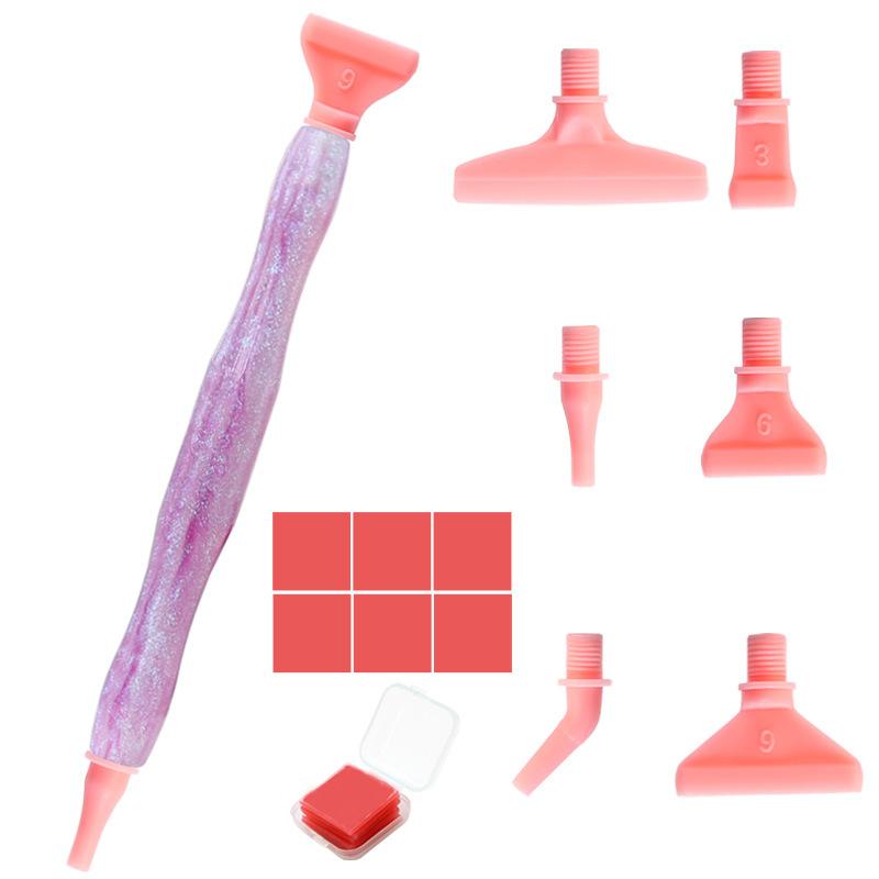 Glitter Diamond Painting Pen Kit with 6 Threaded Plastic Tips Wax Pads and Storage Box Rhinestone Picker Tool for DIY Crafts Nail Art