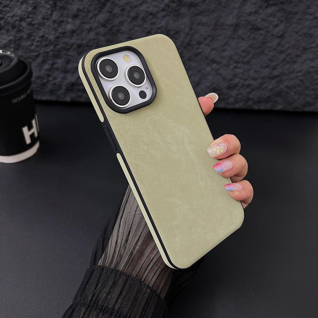 Applicable To Apple 16promax Mobile Phone Case New Denim Pattern 15 Lambskin 14 Silicone Matte 13 Protective Cover 12