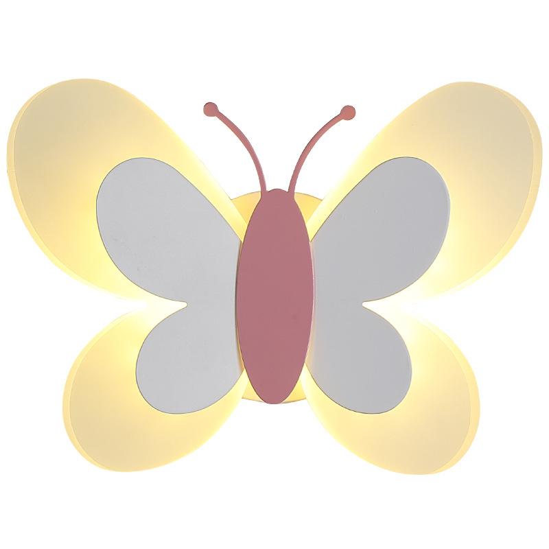 Nordic Creative Butterfly LED Wall Light for Children's Room - Modern Bedroom Bedside or Background Lighting