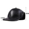 High Quality Genuine Leather Hats Winter First Layer Cowhide Warm Earmuffs Bomber Caps Plus Velvet Thicken Man Bone Caps Dad Hat