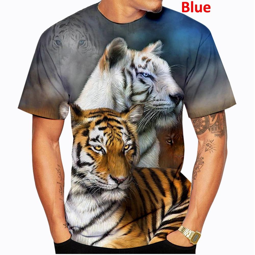 Мужская футболка из серии Animal Tiger, летняя футболка с коротким рукавом, футболки с 3D принтом, мужские футболки, повседневная одежда