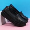 Женские лоферы на платформе, повседневные элегантные черные женские туфли из коровьей кожи, увеличивающие рост, на толстой подошве