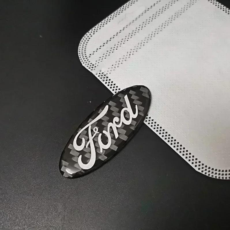 Carbon Fiber for Ford Fiesta Kuga Mondeo Mk3 Escape Ecosport Edge Focus Ranger Roush Car Steering Wheel Stickers Emblem Logo ed55