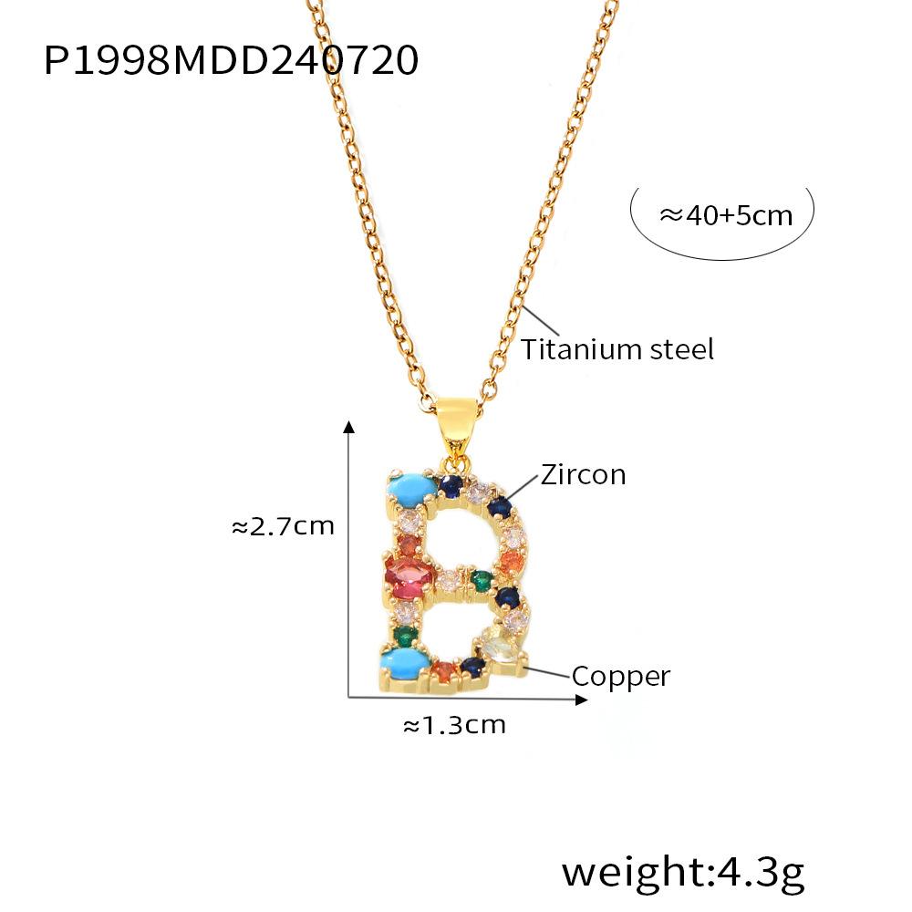 Медная микро-инкрустация цветным цирконием 26 английских букв персонализированная индивидуальная подвеска Niche Hip Hop ключичная цепочка