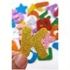 52pcs Glossy Alphabet Stickers, Self-Adhesive Foam Letters, Glitter Star And Heart Design, Plastic, Irregular Shape, Disposable