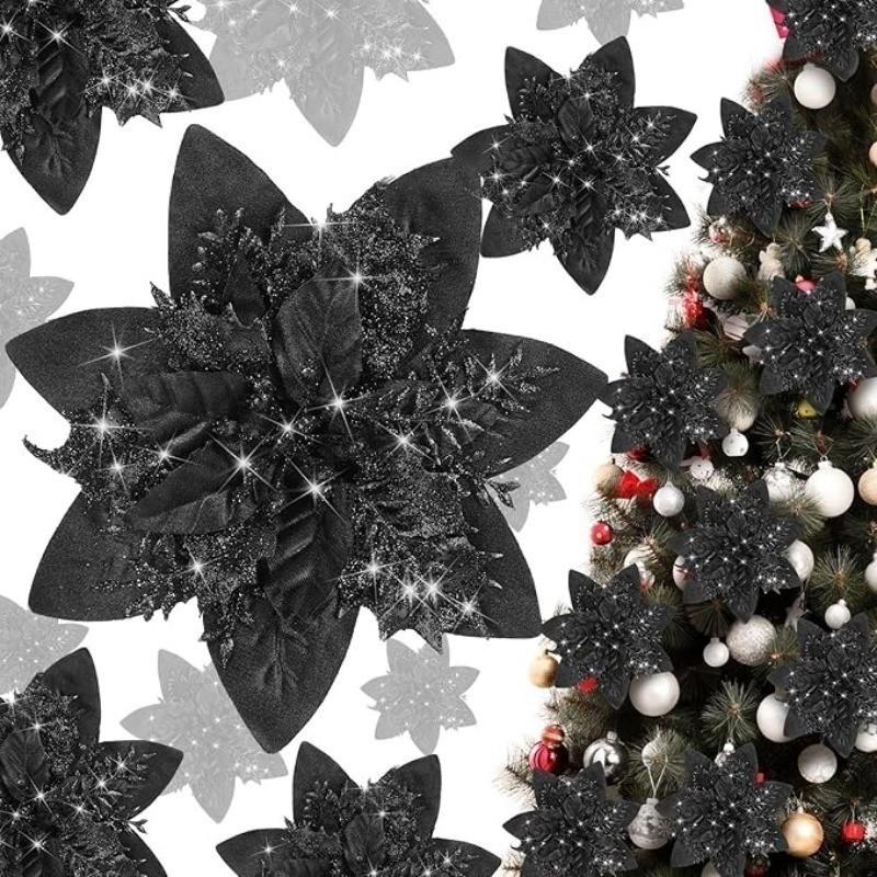 Christmas Tree Decoration 2026 Pink Balls Ornaments Glitter Poinsettia Flowers Berries Stems Snowflakes Bow Home Decor DIY Gifts