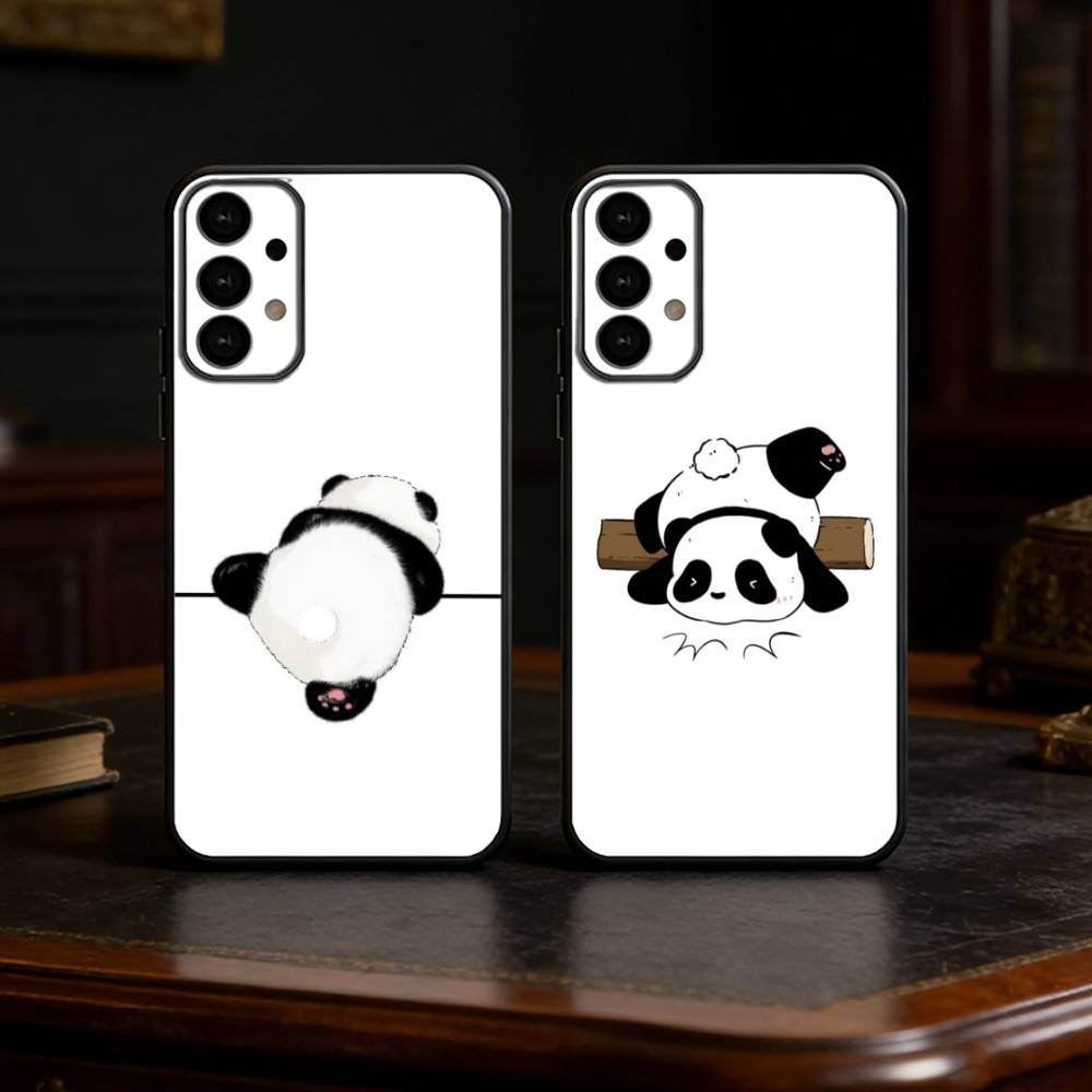 Смешной чехол для телефона с пандами P-Pandas для Samsung S25, S24, S21, S22, S23, S30, Ultra, S20, Plus, Fe, Lite Черный корпус
