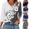 Women's T Shirt Print 3/4 Sleeve Daily Weekend Fashion Basic V- Neck Regular Top