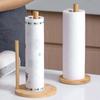 Reusable Wooden Roll Paper Towel Holder Anti-Skid Base Vertical Tissue Stand Napkins Rack for Home