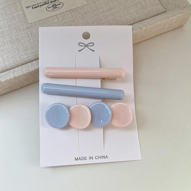 Инс Красочный Круглый Набор из Трех Предметов Заколка Мода Простой Темперамент Женская Челка Боковая Заколка Аксессуары для Волос