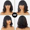 LISI HAIR Красивый короткий парик боб, женский синтетический волнистый парик с челкой, коричнево-черный парик длиной до плеч, термостойкое волокно