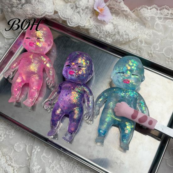 Babies Stress Ball Glitter Relief Toy, Clear Baby Doll Squeeze Soft Stretchy Portable Fidget Relaxing Gift for Adults Kids, Party Favors Relaxation
