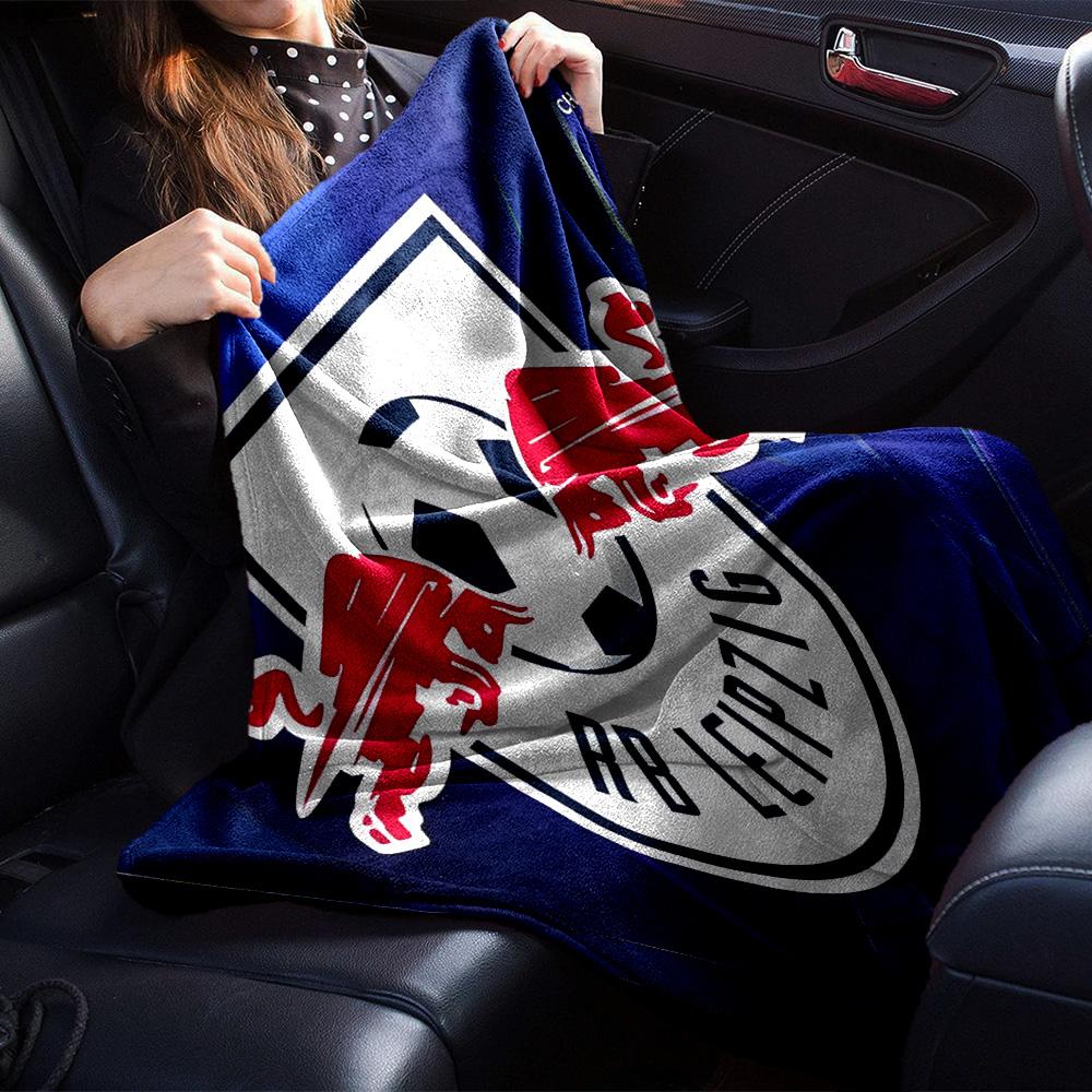 Rb FootballCrest Design Flannel Blanket, Soft Polyester, Modern Design, All-Season for Camping, Travel, Gifts for holidays or birthdays