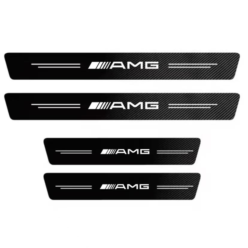 1/4/5Pcs Car Door Sill Scuff Plate Decor Carbon Fiber Stickers For Mercedes O8 AMG A B C E G CLA GLA W211 W214 W205 W203W204 YT8