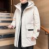 Зимняя мужская куртка-пуховик в стиле милитари, пух белой утки, зимняя одежда, универсальная, средней длины, теплая, утолщенная, мужская куртка с капюшоном, тренд