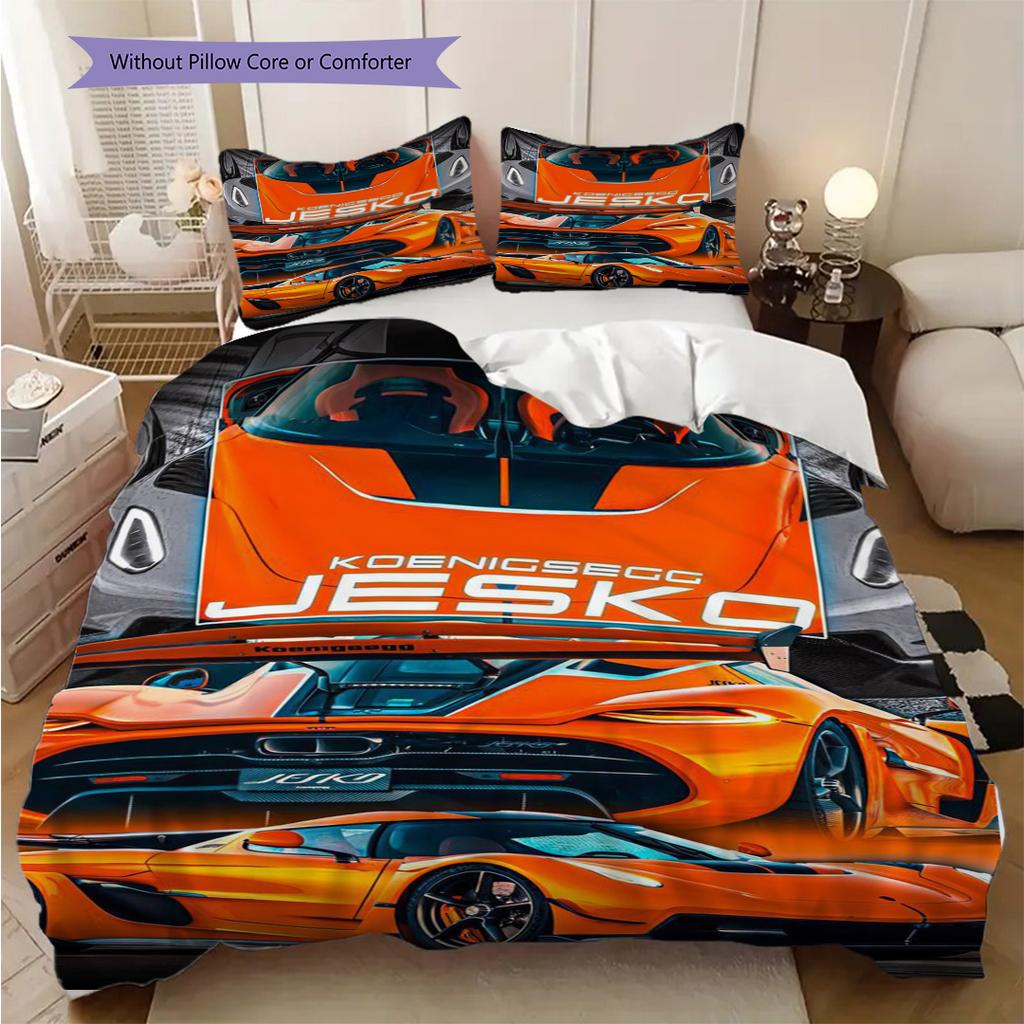 Koenigsegg Jesko Elegance Трехкомпонентный набор (1 пододеяльник + 2 наволочки, без наполнителя) 2D Плоский пододеяльник и наволочка Мягкие и удобные