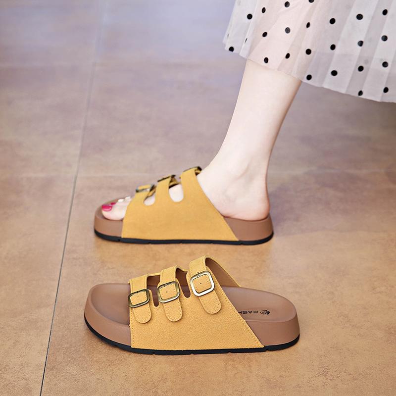 Мода 2025 Мода Шлепанцы женские на толстой подошве Летние Новые женские сандалии Роскошные дизайнерские сандалии Плоская обувь для женщин