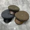 Woolen Herringbone Leather Brim Newsboy Hat Women's Autumn and Winter New British Retro Thermal Celebrity Style Cap