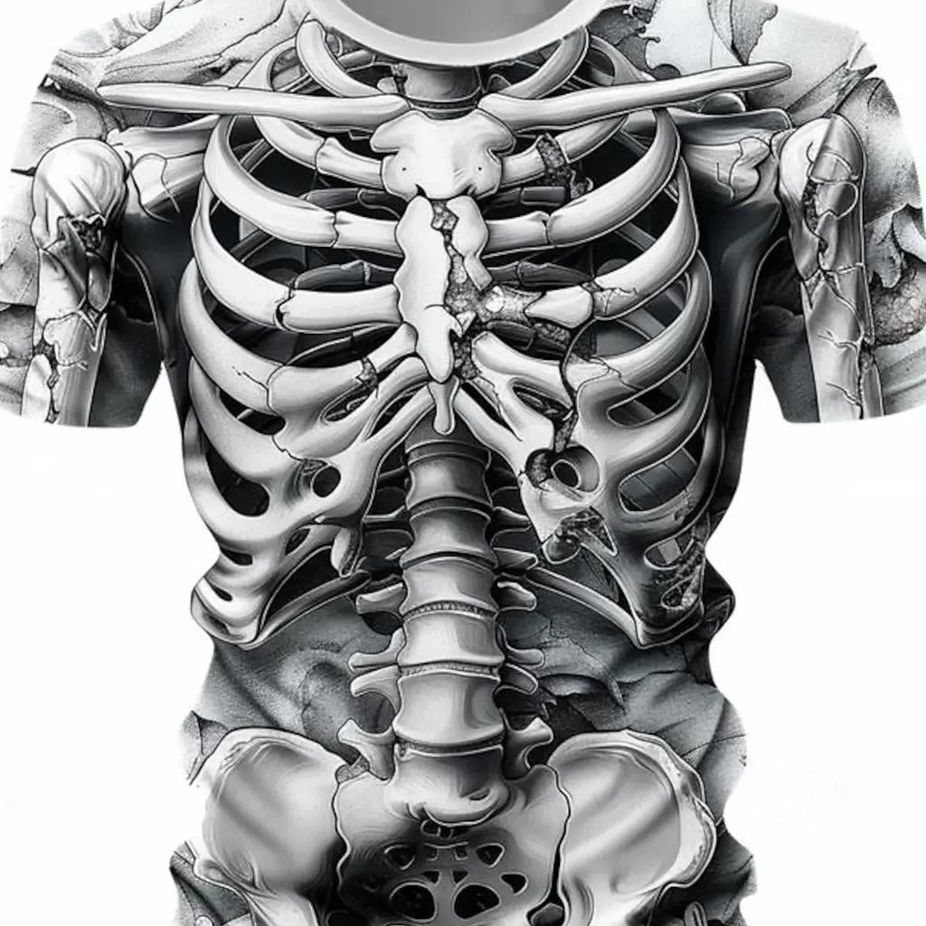 Повседневные футболки с 3D принтом и крутыми черепами и скелетом, мужские футболки в уличном стиле, рубашки с круглым вырезом и короткими рукавами, летняя классическая одежда