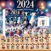 Рождественский адвент-календарь 2024 года «Корова в шапках Санты», 24-дневный рождественский адвент-календарь, 2D-украшение рождественской елки в виде коровы из Хайленда