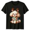 Christmas Puppy Reindeer Lights Holidays Unisexs Unisexs Graphic Tee Shirt