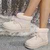 Thick Bottom Fluffy Fur Women's Snow Boots 2025 Winter Sweet Pink Bowknot Ankle Boots with Platform Brand Furry Shoes for Woman