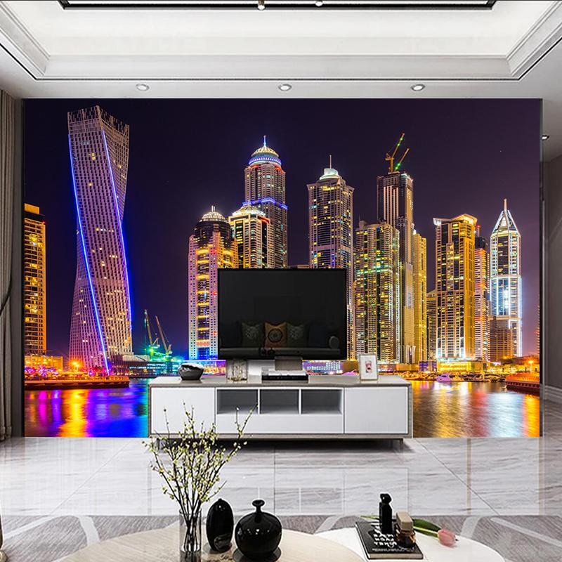 3D обои Яркие огни города Тусклый ночной телевизор КТВ Бар Гостиная Диван Индивидуальные большие настенные обои для стен Контактная бумага