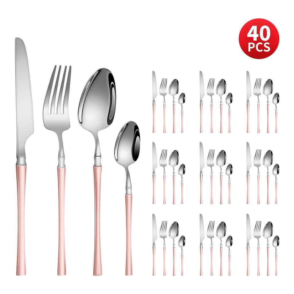 Нержавеющая сталь с небольшой талией, нож для западной еды/стейка, вилка и ложка, десертная ложка, столовые приборы, набор из 24 предметов, подарочный набор