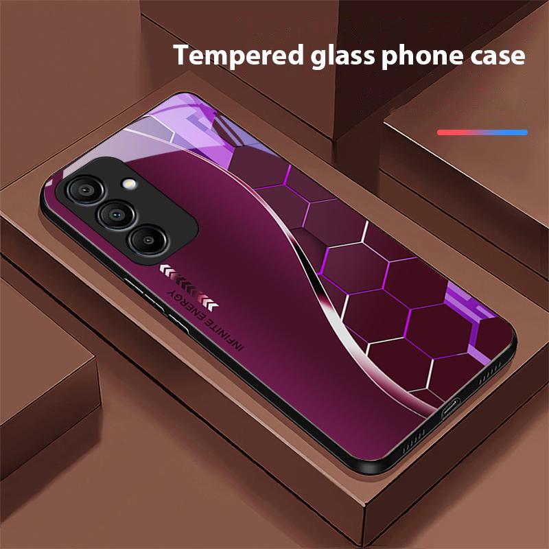 Научно-фантастический серебристо-белый чехол для телефона из закаленного стекла для Samsung Galaxy A15 5G 54 4G 51 50 24 35 90 71 12 51 53 52S 80 22 34 Черный