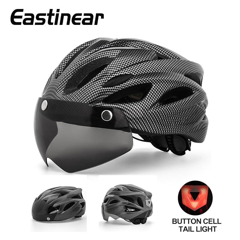 Eastinear Bicycle Helmet Adult Men and Women Outdoor Highway Mountain Biking Helmet With Magnetic Goggles and Shiny Tail Lights