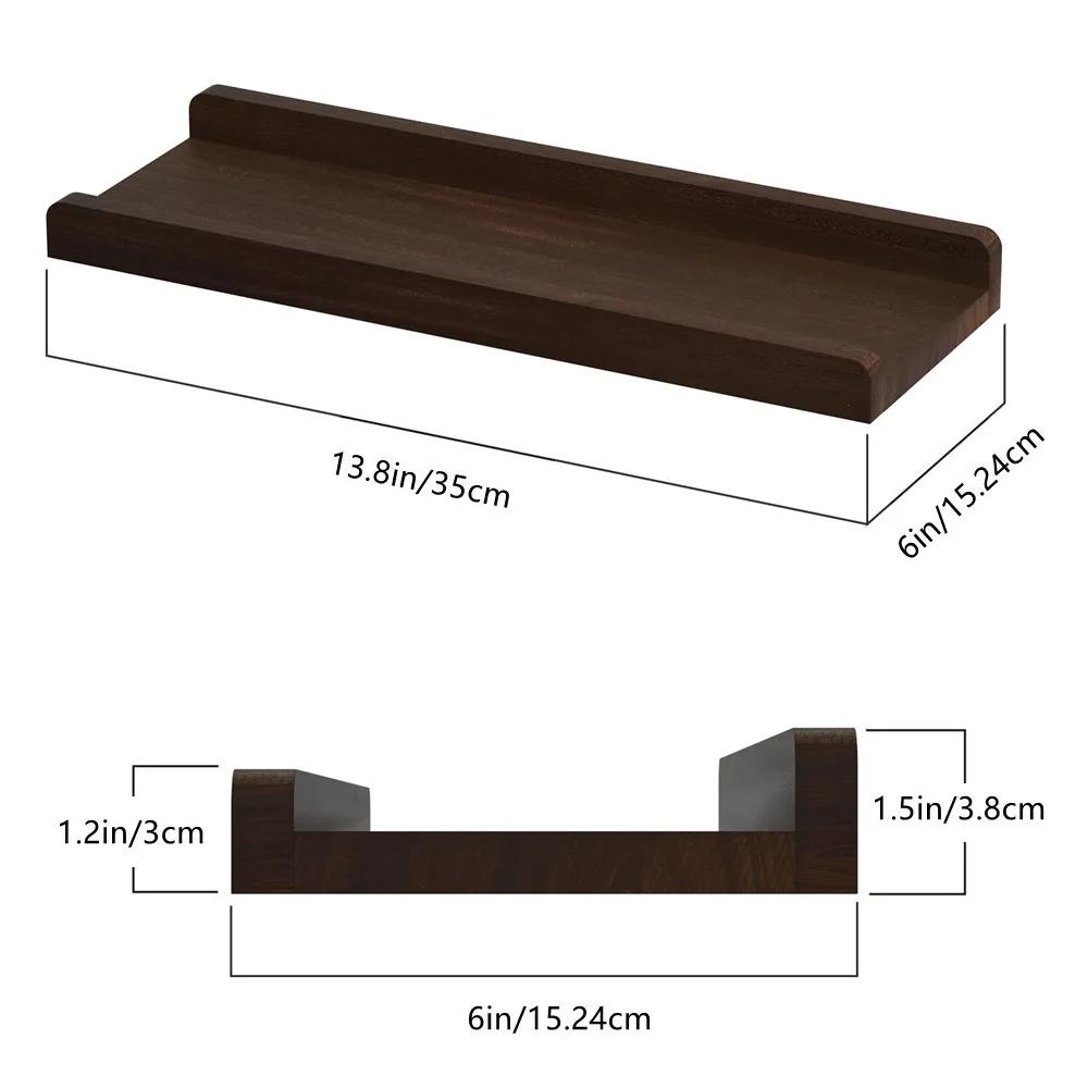 Настенные полки в фермерском стиле, набор из 2 штук для спальни, гостиной, деревянные плавающие полки с выступом, фоторамки, украшения