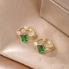 Разноцветные Цирконы Зеленый Хрусталь Квадратный Камень Маленькие Кольца Серьги Для Женщин Модные Золотой Цвет Застежка для Уха Свадебные Украшения на День Святого Валентина