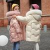 Girls' Cotton-padded Jacket for Middle and Large Children In Winter, Long Loose Down Cotton-padded Jacket with Velvet and Thick Fashion